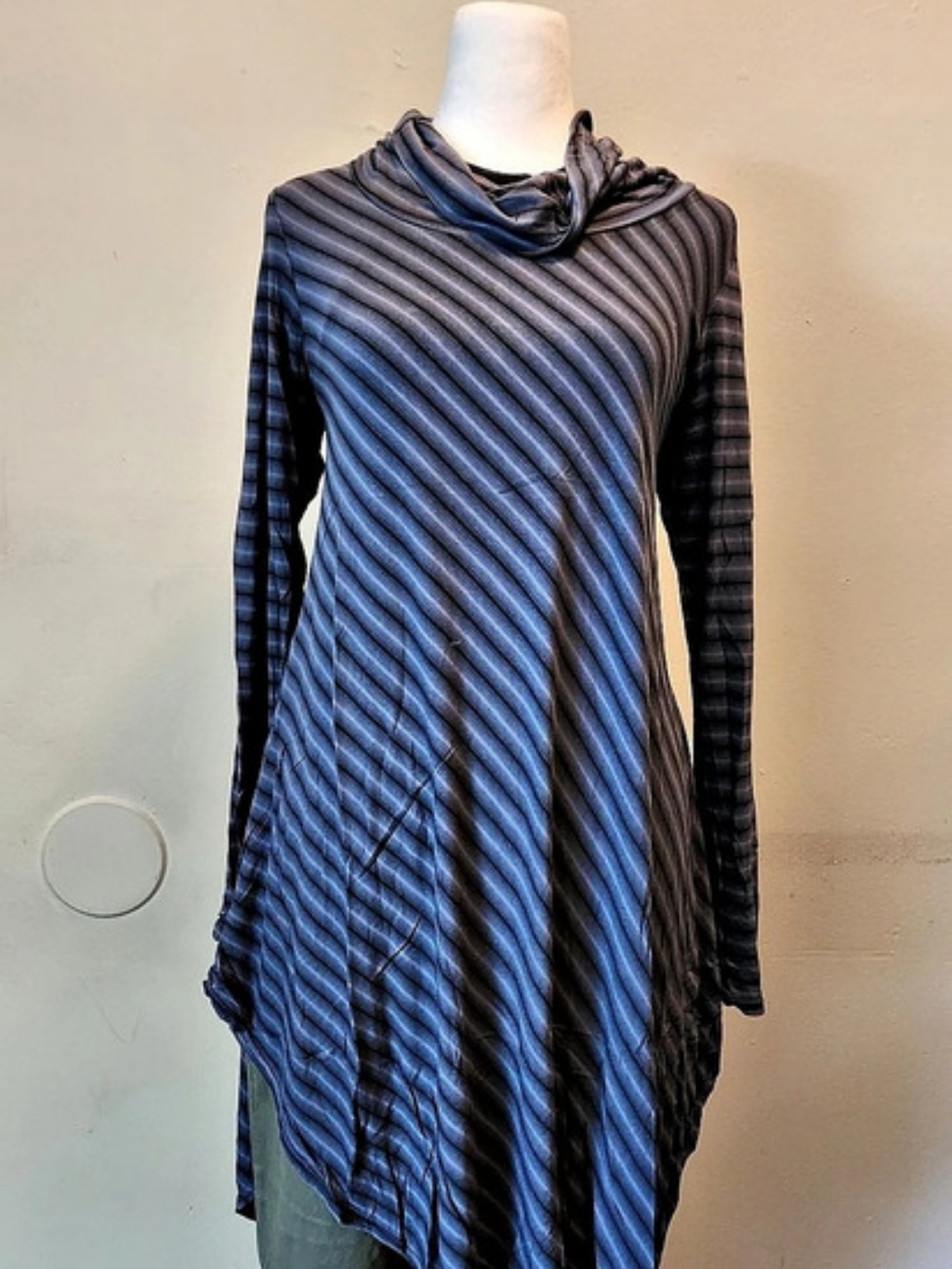 Blue & Black Striped Long Sleeve Tunic